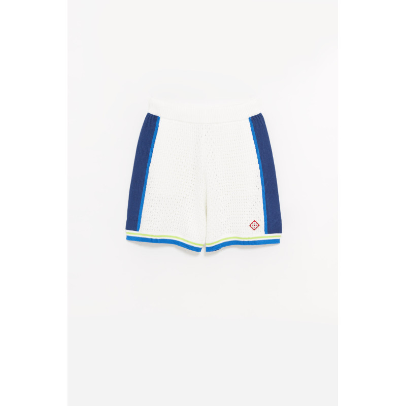 CASABLANCA WHITE BLUE CROCHET SHORTS